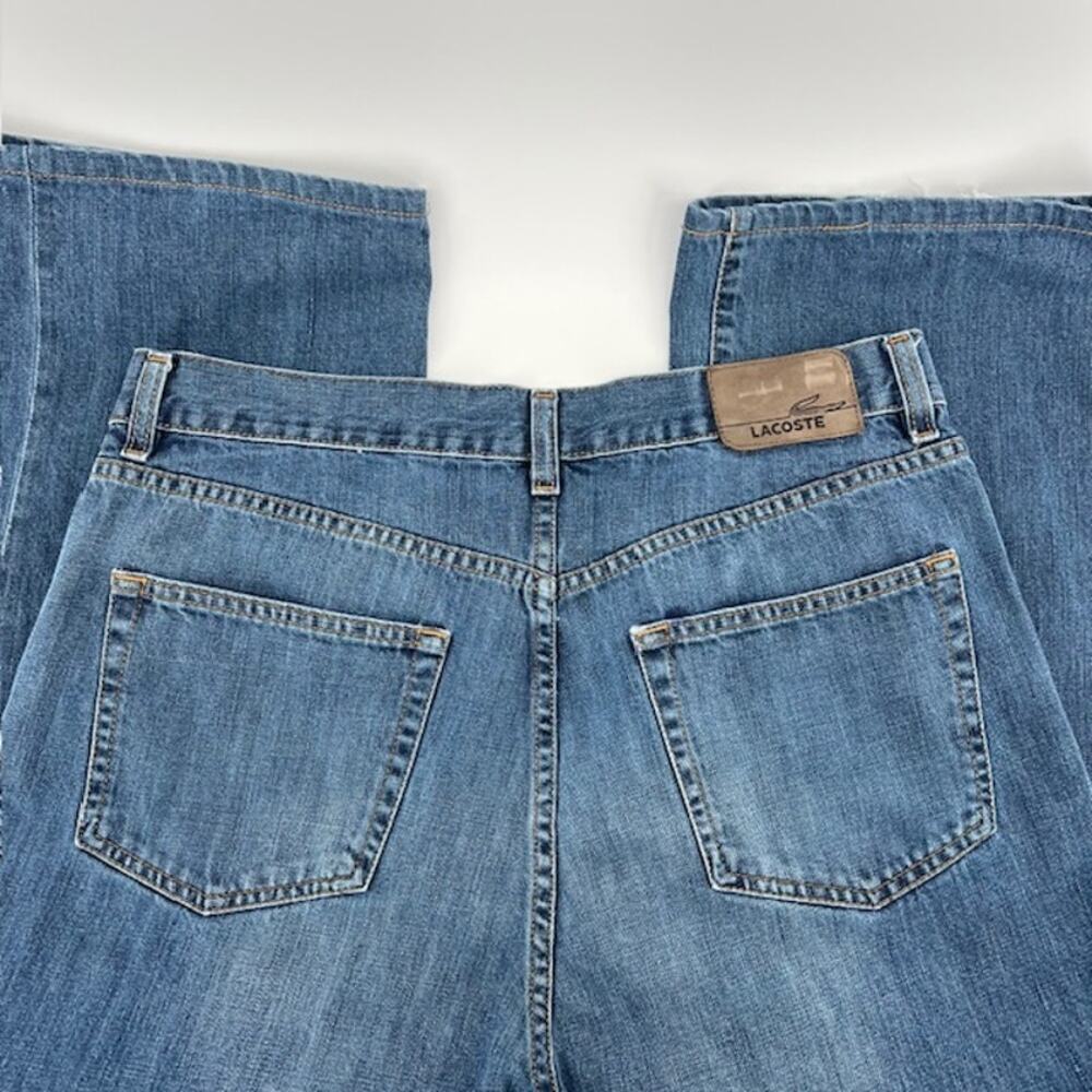 Lacoste Straight Leg Denim Jeans Mens 36x29* Med Wash 100% Cotton Classic Preppy